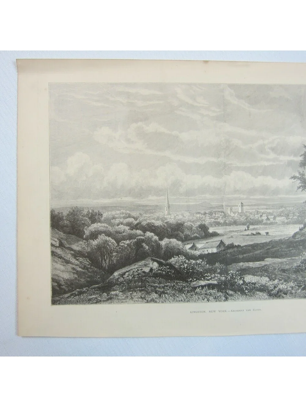 Antique 1876 Wood Engraving Print Kingston New York Kruseman van Elten Aldine